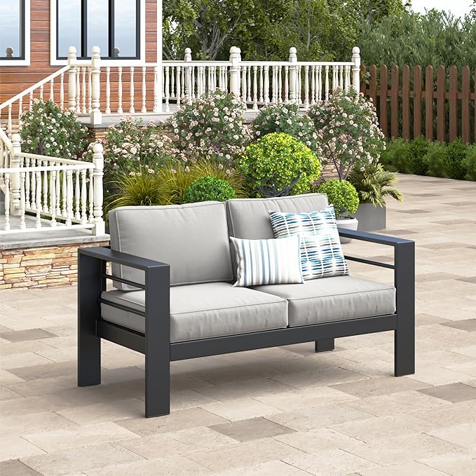 Wisteria Lane Patio Furniture Metal Loveseat, Metal Outdoor Chairs by WisteriaLane