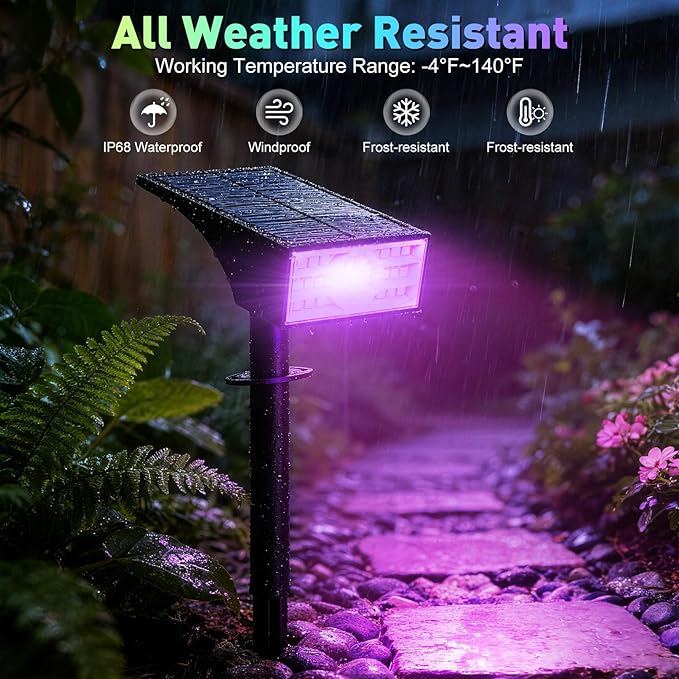 Solar Color Changing RGB Spot Lights Outdoor, 6 Pack/7 Lighting Modes - Image 7