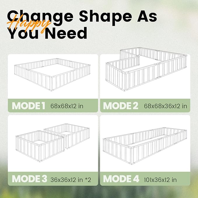KING BIRD Raised Garden Bed 68" x 36" x 12" Galvanized Steel Metal Outdoor - Image 5