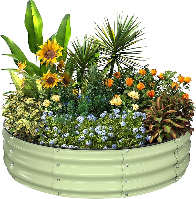 Kesfitt Round Raised Garden Bed, Open-Bottom Design, 12-Inch Deep Outdoor by Kesfitt
