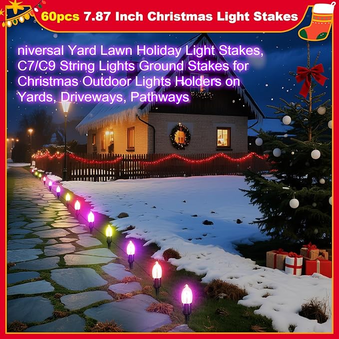 60 Pcs 7.5 Inch Christmas Light Stakes, Christmas Yard Stakes - Image 4