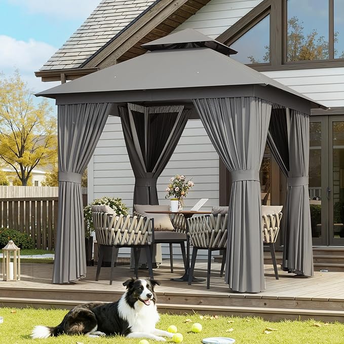 Aoxun Outdoor Gazebo for Patio 8x8, Metal Frame Canopy by Aoxun