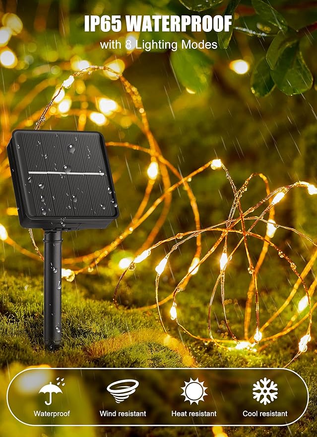 Minetom Solar String Lights, 4 Packs Total 132Ft 400 LED Solar Fairy Lights - Image 3