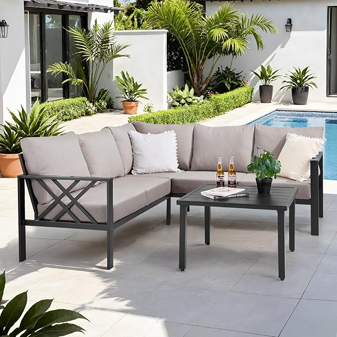 Patio Furniture Set, 6-piece Metal Sectional Furniture Sofa - Image 9