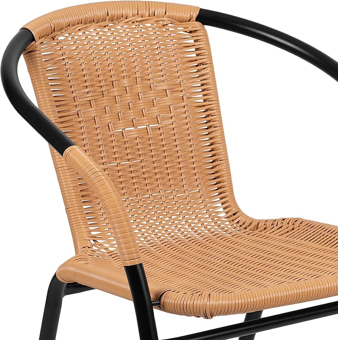 Flash Furniture Lila 2 Pack Beige Rattan Indoor-Outdoor Restaurant Stack Chair - Image 11