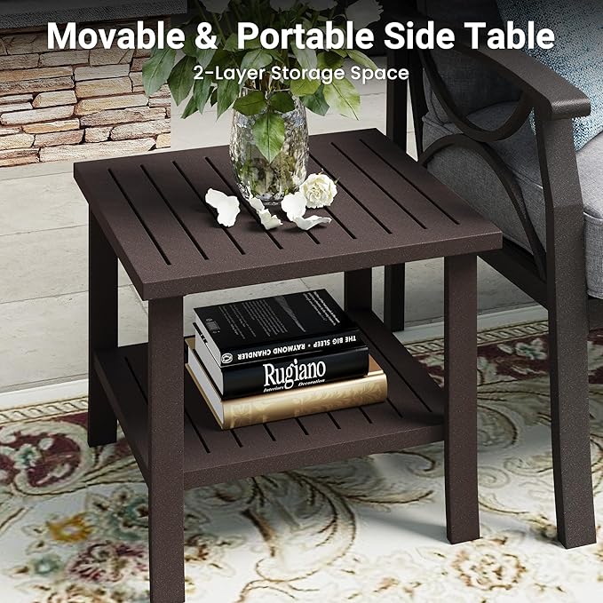 RoyalCraft Outdoor Patio Furniture Set, 3 Pieces Metal Patio Conversation Set - Image 6