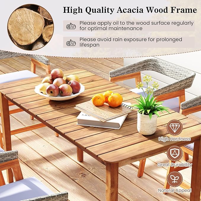 Tangkula 54" Acacia Wood Patio Dining Table - Image 5
