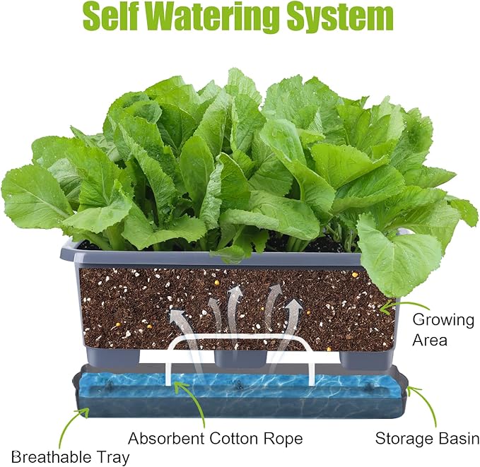 Window Box Planter 8 Pcs, 17 Inches Rectangle Flower Pots - Image 3