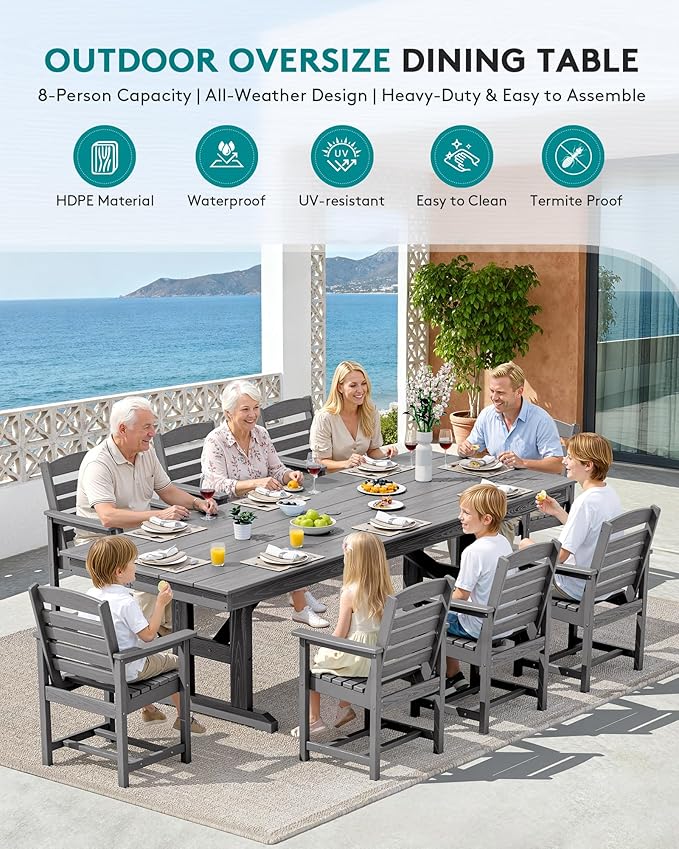 SERWALL Outdoor Dining Chairs Set of 4, All-Weather HDPE Patio Chair - Image 6