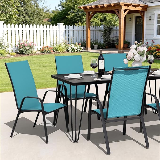 JEAREY Patio Dining Chairs Set of 4, Outdoor Stackable Dining Furniture Set - Image 4