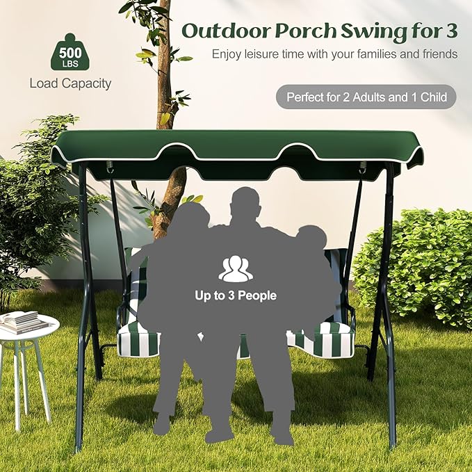 Tangkula 3 Person Porch Swing, Patio Swing - Image 3