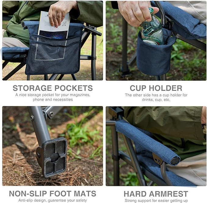 EVER ADVANCED Padded Oversized Folding Camping Chair - Image 5