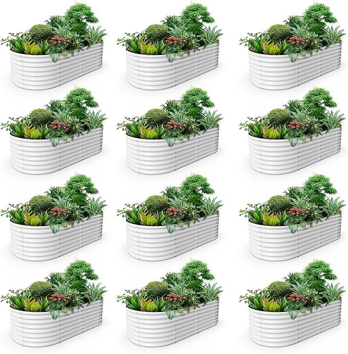 A ANLEOLIFE 12-Set 8X4X2 ft Galvanized Raised Garden Bed Kit, Oval Metal Deep by AAnleolife