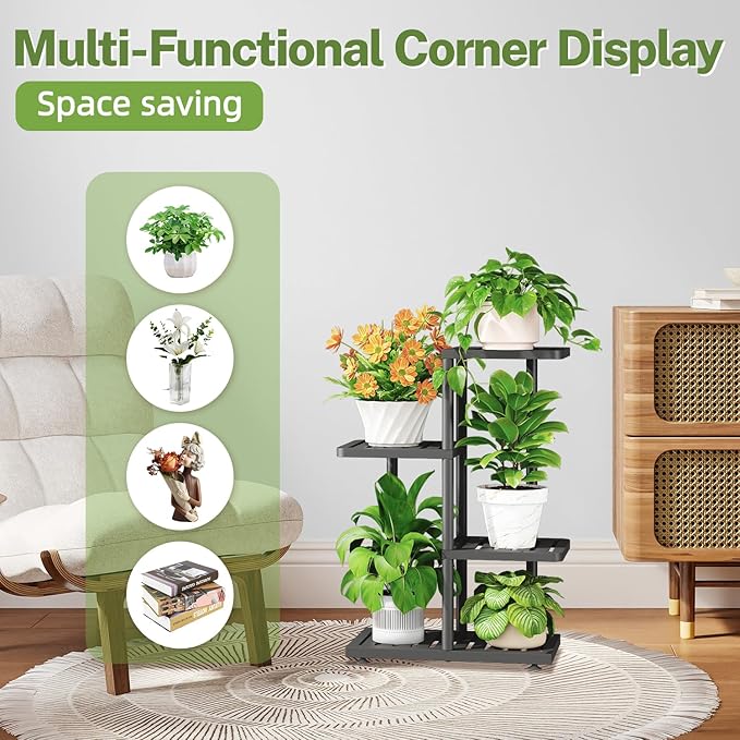 iDavosic.ly Plant Stand Indoor Outdoor, 3-Tier Tall Metal Flower Shelf - Image 6