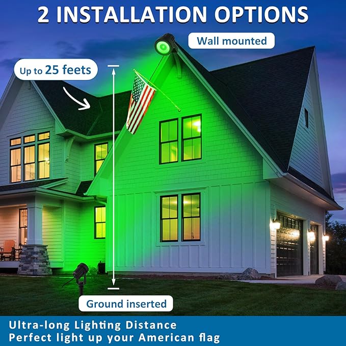 T-SUNUS Green Solar Spot Lights 2 Pack, Garden Landscape Spotlights Outdoor - Image 3