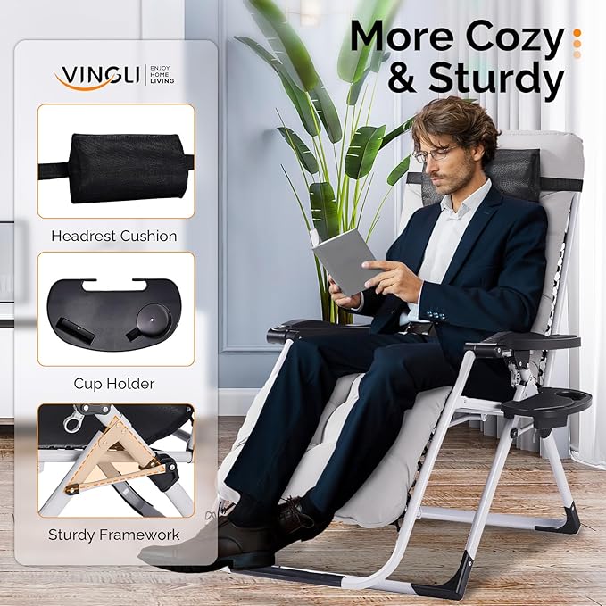 VINGLI Padded Zero Gravity Chair, Lounge Chair - Image 4