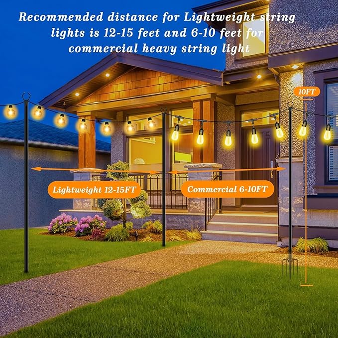 6 Pack String Light Poles, 10 Ft Light Poles - Image 6