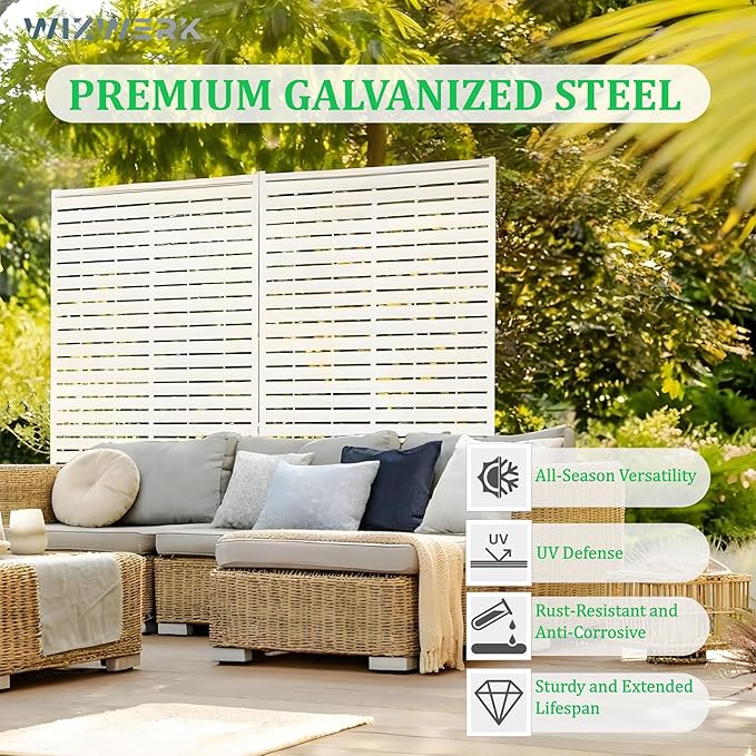 6FT Metal Privacy Screen Outdoor Privacy Panel and Garden Divider, - Image 2
