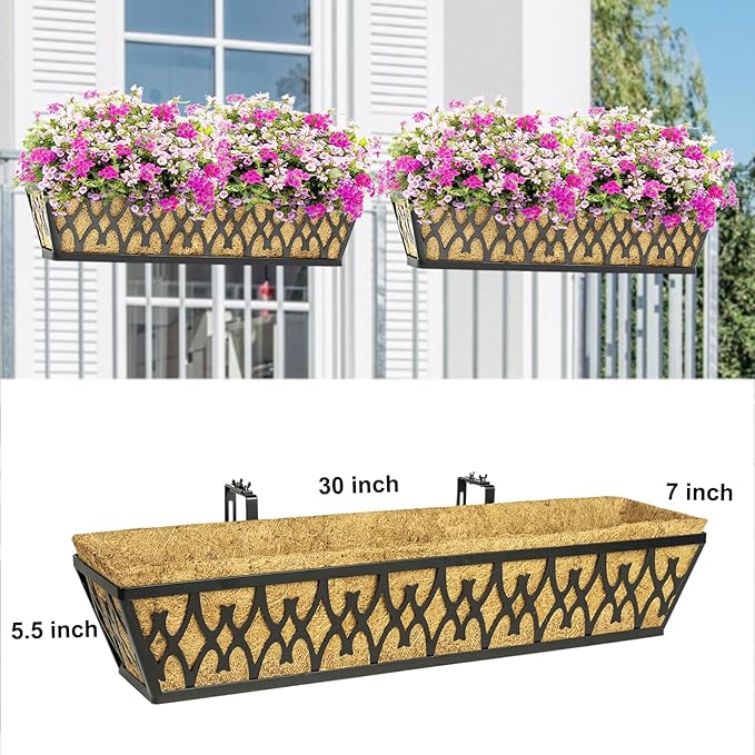 2 Pack 30 Inch Window Boxes Planters Railing Planter Box - Image 6