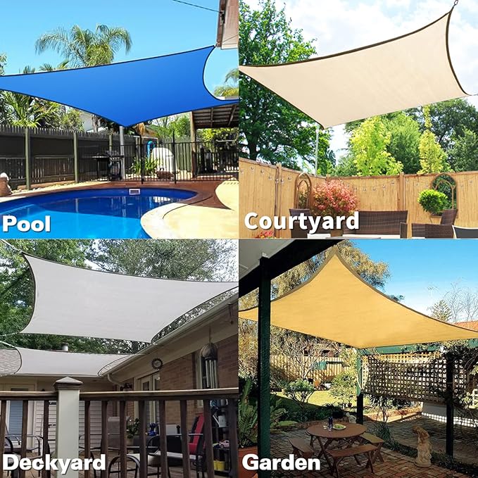 KANAGAWA Sun Shade Sail 12'x12' Scarlet Square UV Block Canopy Awning Shelter - Image 7