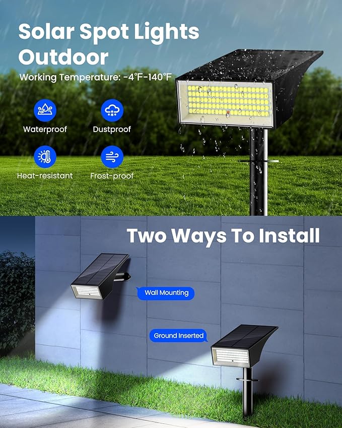 Koicaxy Solar Lights Outdoor Waterproof 8 Pack IP65, 100 LEDs 4 Light Modes - Image 6