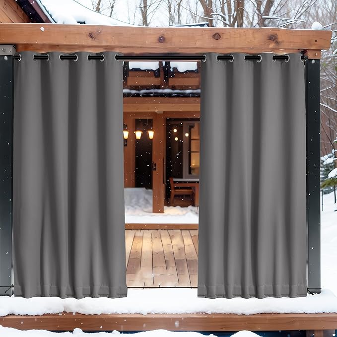 NICETOWN 2 Panels Outdoor Curtains Waterproof Grommet & Back Tab on Top & Bottom - Image 9