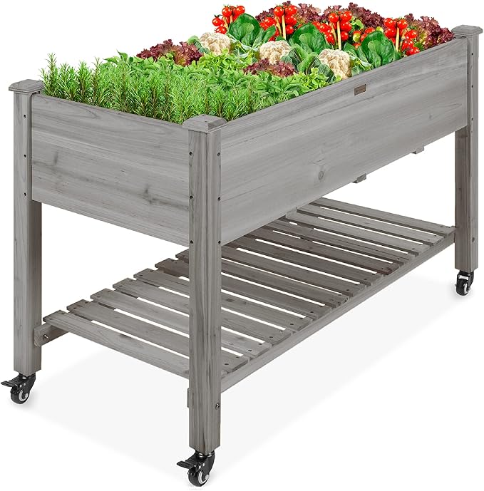 Best Choice Products Raised Garden Bed 48x24x32-inch Mobile Elevated Wood by BestChoiceProducts