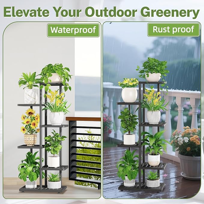 iDavosic.ly Plant Stand Indoor Outdoor, 5-Tier Tall Metal Flower Shelf - Image 4