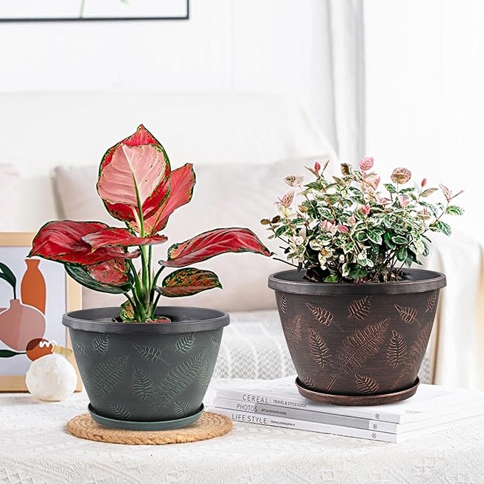 11 inch Plant Pot Set of 3, Plastic Flower Pots - Image 6