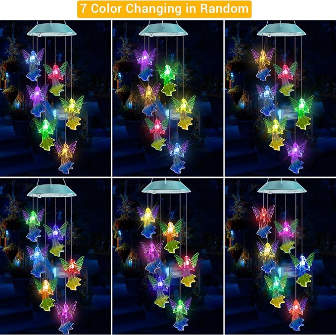 Toodour Solar Wind Chimes, Color Changing Angel Wind Chimes, LED Decorative - Image 3