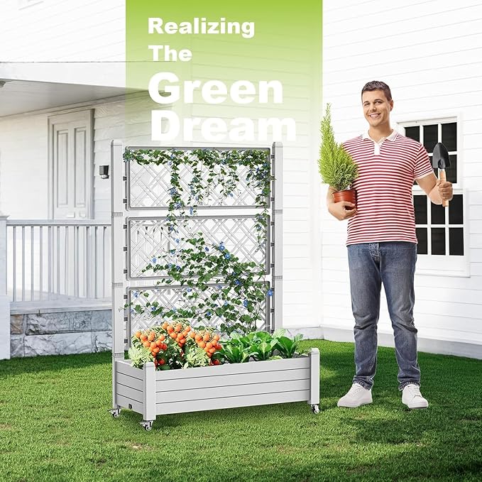 Raised Garden Bed with Trellis, 21 Gallon Self Watering Planter Box with - Image 5