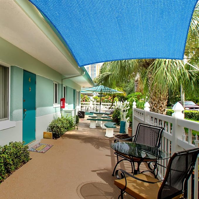 Eden's Decor Straight Flat-Edged Sun Shade Sail Rectangular 13' x 18' Blue - Image 5