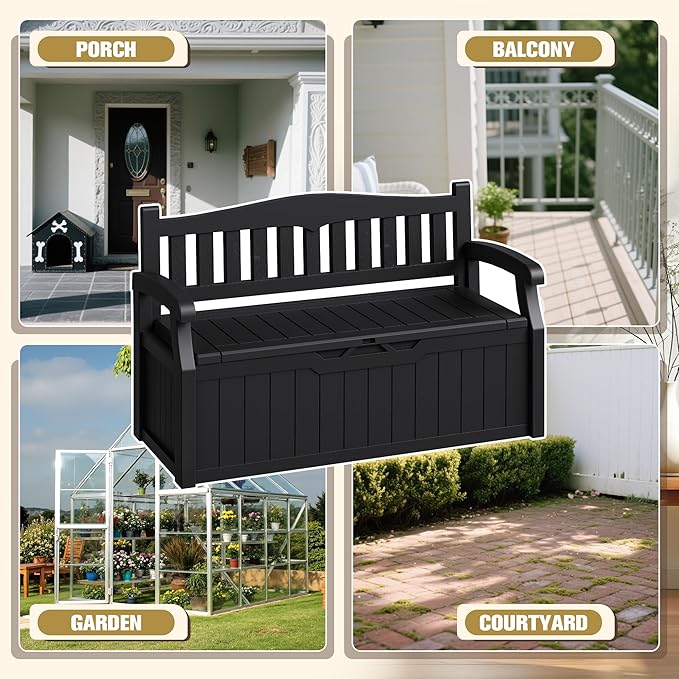 80-Gallon Outdoor Storage Bench, Waterproof Deck Box - Image 5