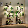 Plant Stand Indoor with Grow Lights 9 Tiered Wood Plant Shelf 62" Tall Plant by Elaruslux