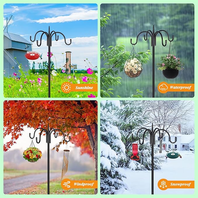 FEED GARDEN 4-Hook Squirrel-Proof Bird Feeder Pole - Image 6