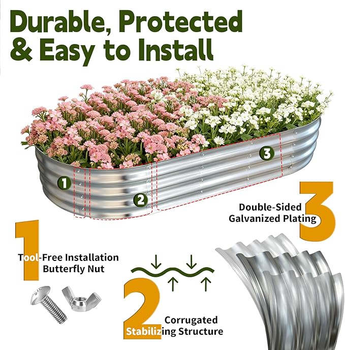 Galvanized Raised Garden Bed Outdoor, Large Raised Bed - Image 2