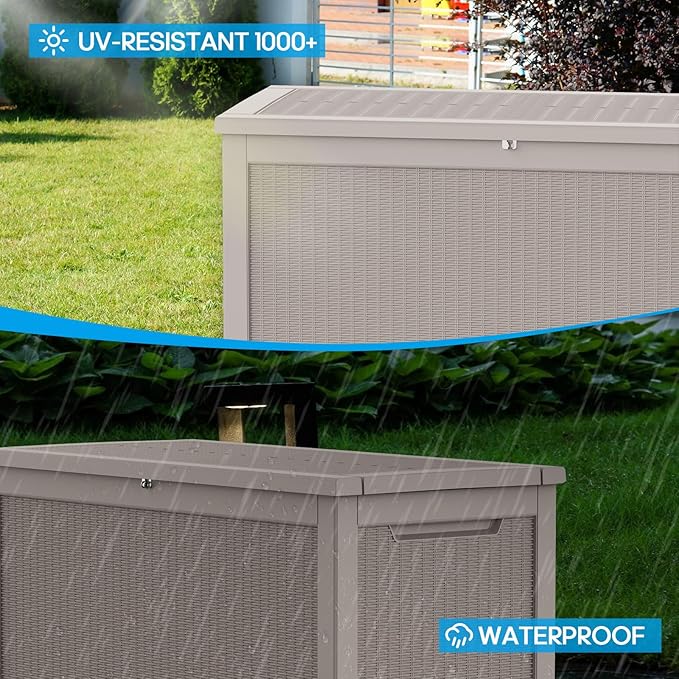 320 Gallon Waterproof Outdoor Storage Box, Large Resin Deck Box, Lockable - Image 2