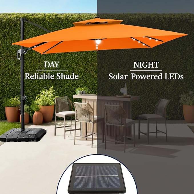 Best Choice Products 12x12ft LED Cantilever Patio Umbrella w/Base Included & - Image 6