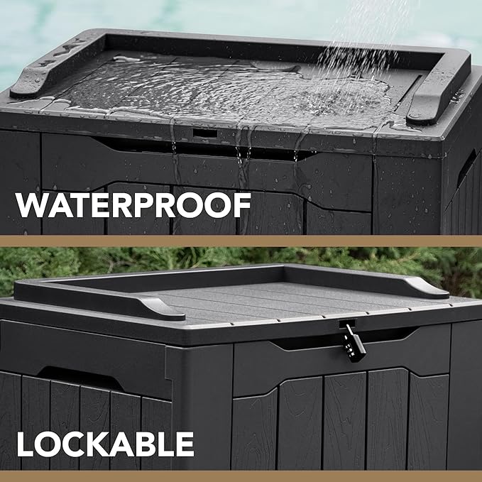 Devoko 30 Gallon Resin Deck Box Waterproof Outdoor Storage Box - Image 2