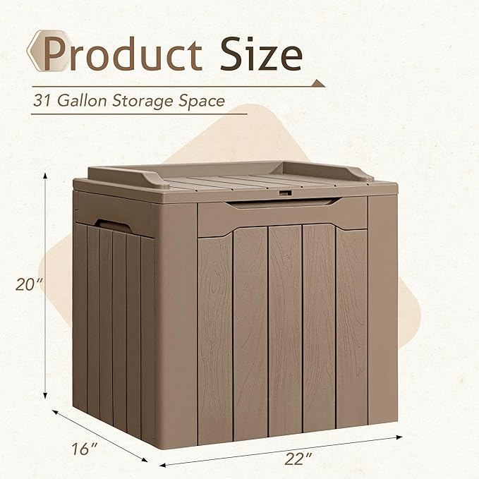 Flamaker 2 Pack Deck Box 31 Gallon Waterproof Resin Storage Box - Image 4