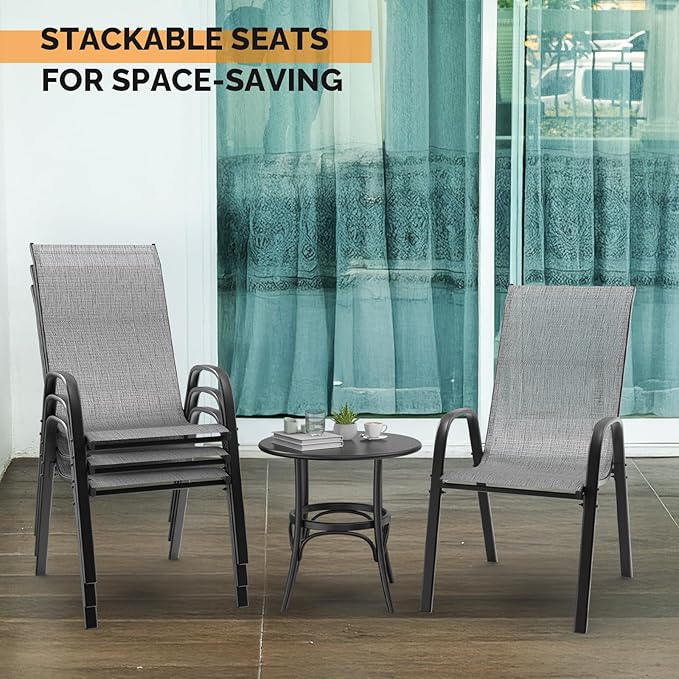 VINGLI Patio Chairs Set of 4 – Stackable Outdoor Dining Chairs - Image 5