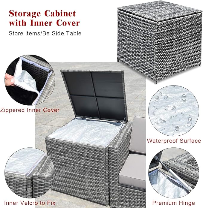 Tangkula 8 Pieces Wicker Patio Furniture Set - Image 7
