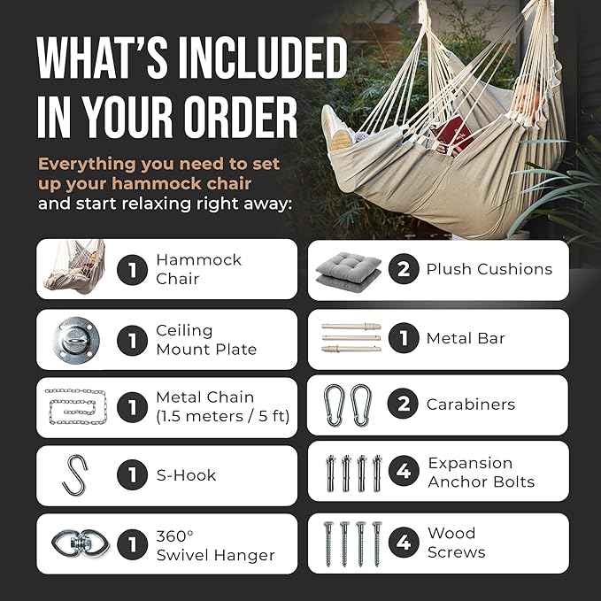 Hanging Hammock Chair Swing – Hanging Chair Outdoor & Indoor - Image 3