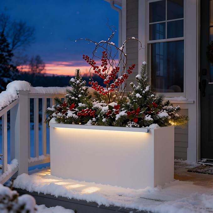 GSK 30" L White LED Metal Planter - Image 5