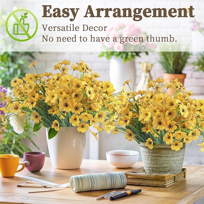 24 Yellow Bundles Artificial Flowers - Image 6