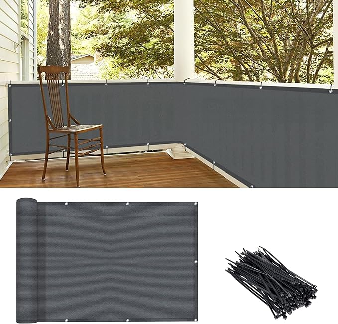 LOVE STORY 3'x6' Dark Grey Balcony Screen Privacy Fence Cover UV Protection by LOVESTORY