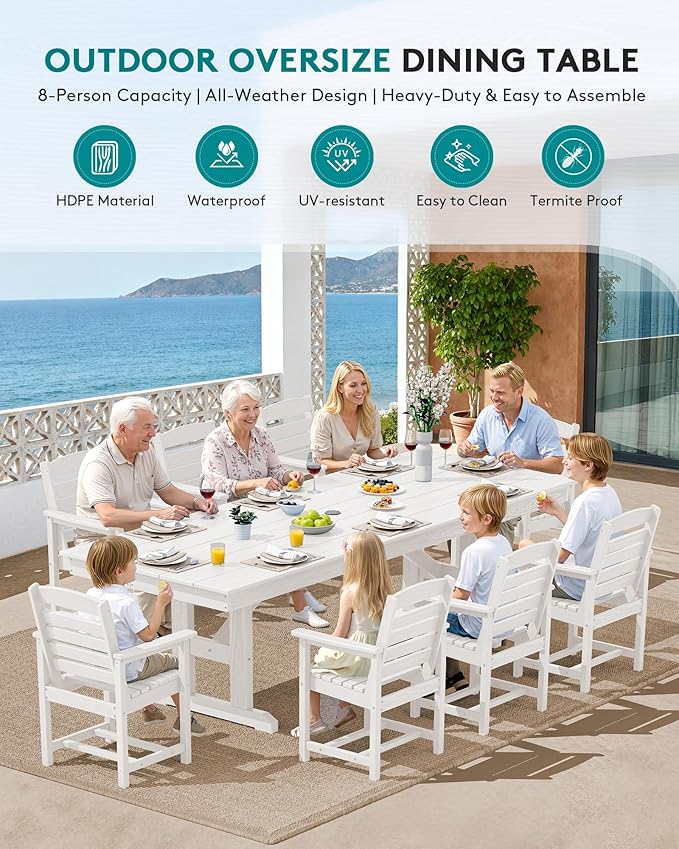 SERWALL Outdoor Dining Chairs Set of 4, All-Weather HDPE Patio Chair - Image 6