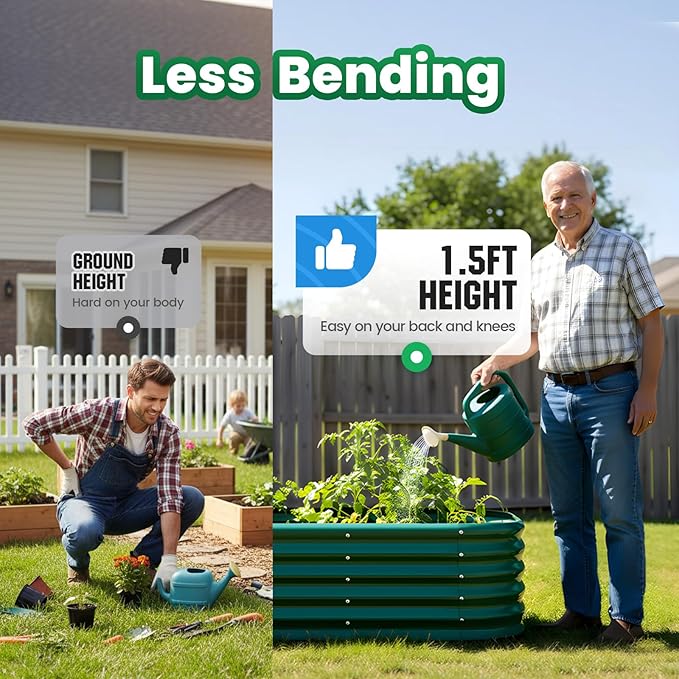 Quictent Galvanized Raised Garden Bed Kit, Strengthened by Crossbar, Dark Green - Image 3