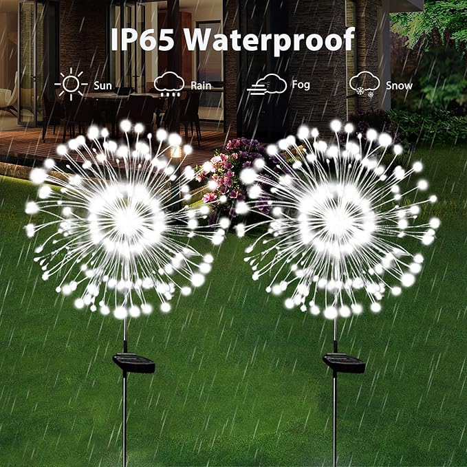 OriginalSourcing Solar Garden Firework Lights Outdoor Waterproof, 4 Pack Solar - Image 2