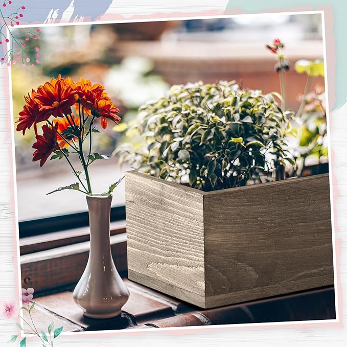 Dandat 1 Set Wood Boxes for Centerpieces 12x4 Inch Rectangle Wooden Planter Box - Image 5